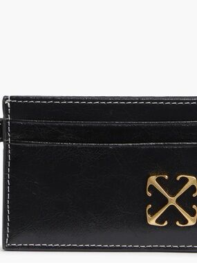 Off-White Black Leather Card Holder with White Logo